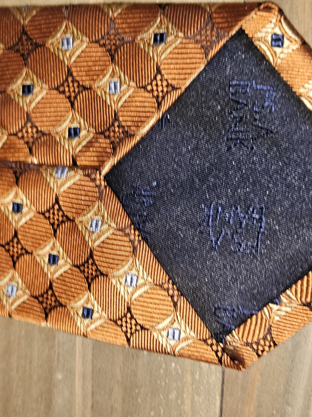 Jos. A. Bank Orange and Blue Geometric Silk Tie
